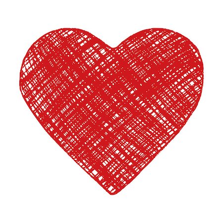 simsearch:400-08611814,k - Hand drawing red heart on white. Vector image. Photographie de stock - Aubaine LD & Abonnement, Code: 400-04885096