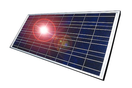 simsearch:400-04718323,k - Solar panel with sun reflection and lens flare, isolated with clipping path Stock Photo - Budget Royalty-Free & Subscription, Code: 400-04885583
