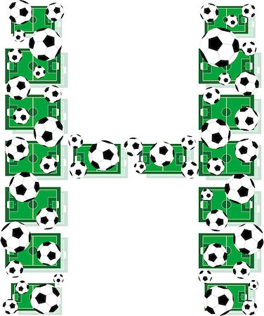 soccer field background - H, Alphabet Football letters made of soccer balls and fields. Vector Stock Photo - Budget Royalty-Free & Subscription, Code: 400-04885697