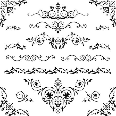 scroll designs clip art - Vector set of floral decorative elements and flourishes, elements are individually grouped for easy editing and color change. Stock Photo - Budget Royalty-Free & Subscription, Code: 400-04885743