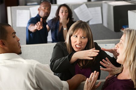 female strangle male - Two female coworkers fight in office cubicle Stock Photo - Budget Royalty-Free & Subscription, Code: 400-04885931