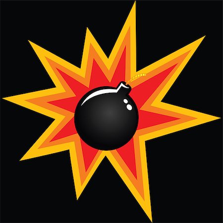 dynamite spark - illustration of a cartoon bomb with explosion Stock Photo - Budget Royalty-Free & Subscription, Code: 400-04886064