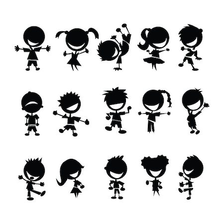 friends silhouette group - black kids silhouettes Stock Photo - Budget Royalty-Free & Subscription, Code: 400-04886060
