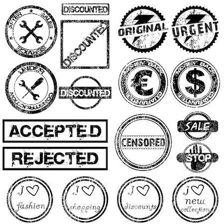 dollar sign stamps - Set with different black grunge stamps Stock Photo - Budget Royalty-Free & Subscription, Code: 400-04886165