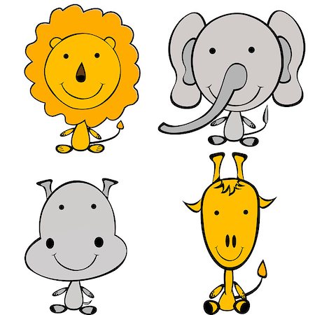 Stylized doodle jungle animals Stock Photo - Budget Royalty-Free & Subscription, Code: 400-04886167