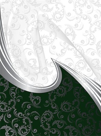 simsearch:400-06085307,k - silver ornaments and waves on a green background Photographie de stock - Aubaine LD & Abonnement, Code: 400-04886180