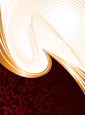 red carpet vector background - abstract red background with ornament and orange waves Stock Photo - Budget Royalty-Free & Subscription, Code: 400-04886183