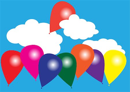 Summer Background - Color Balloons on Blue Sky Stock Photo - Budget Royalty-Free & Subscription, Code: 400-04886222