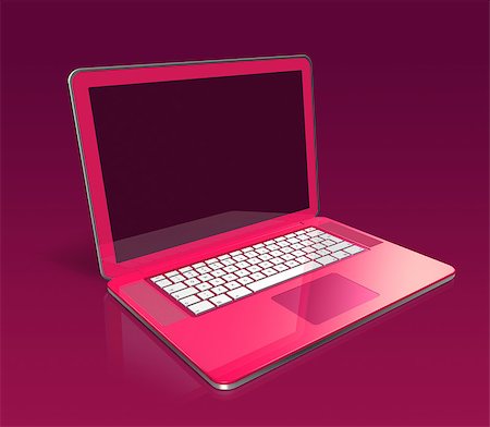 simsearch:400-04854535,k - 3D pink laptop isolated on a purple background with two clipping path (screen and global scene) Stock Photo - Budget Royalty-Free & Subscription, Code: 400-04886309