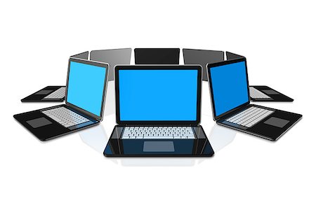 simsearch:400-04854535,k - 3D black laptop computers isolated on white Stock Photo - Budget Royalty-Free & Subscription, Code: 400-04886310