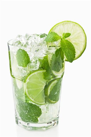 Mojitos cocktail with lime, ice and mint delicious summer drink Stock Photo - Budget Royalty-Free & Subscription, Code: 400-04886375