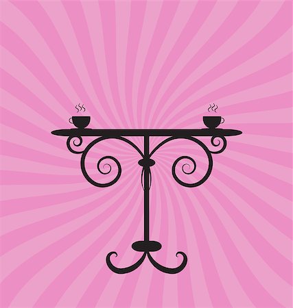 retro table with two cups  pink background Stock Photo - Budget Royalty-Free & Subscription, Code: 400-04886529