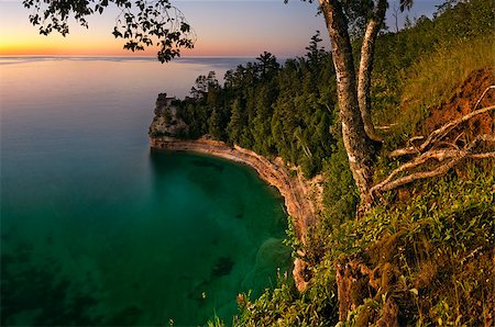 Miners Castle rock formation at sunset. Located in Pictured Rock National Shoreline, Michigan, USA. Stock Photo - Budget Royalty-Free & Subscription, Code: 400-04886606