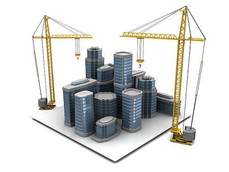 simsearch:400-06075783,k - abstract 3d illustration of modern city construction Foto de stock - Super Valor sin royalties y Suscripción, Código: 400-04886909