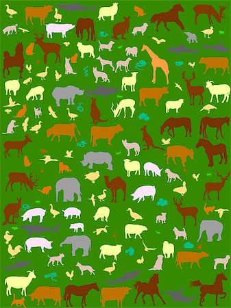 simsearch:400-04127031,k - collection of different color  animals silhouette - vector Photographie de stock - Aubaine LD & Abonnement, Code: 400-04887338