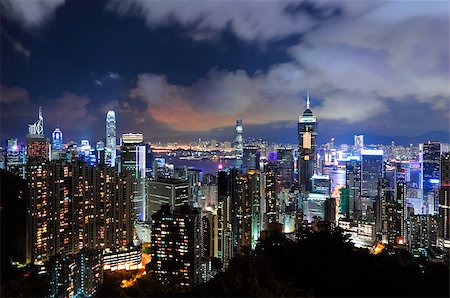 simsearch:400-05751774,k - Hong Kong city at night Stock Photo - Budget Royalty-Free & Subscription, Code: 400-04887354