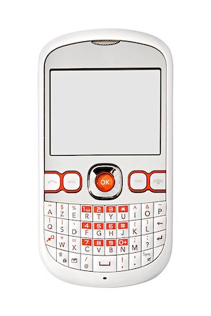 simsearch:400-08020715,k - Studio photo of white smart phone, isolated on white background. Stockbilder - Microstock & Abonnement, Bildnummer: 400-04887513