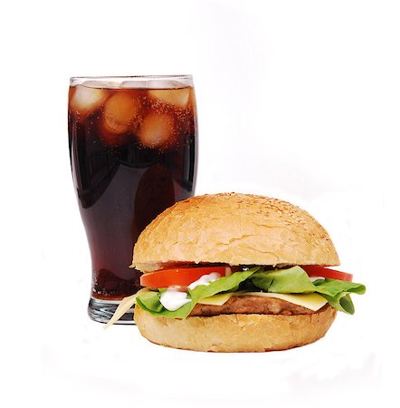 simsearch:400-04035891,k - hamburger and cola on white background Fotografie stock - Microstock e Abbonamento, Codice: 400-04887550