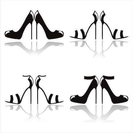 footwear icons - set of 4 black high heel shoes icons Stock Photo - Budget Royalty-Free & Subscription, Code: 400-04887600