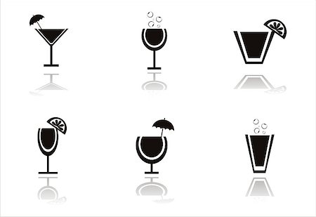 set of 6 black cocktails icons Stock Photo - Budget Royalty-Free & Subscription, Code: 400-04887603