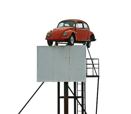 Old car and billboard isolated white Stock Photo - Budget Royalty-Free & Subscription, Code: 400-04887692