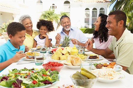 Family Eating An Al Fresco Meal Stock Photo - Budget Royalty-Free & Subscription, Code: 400-04888056