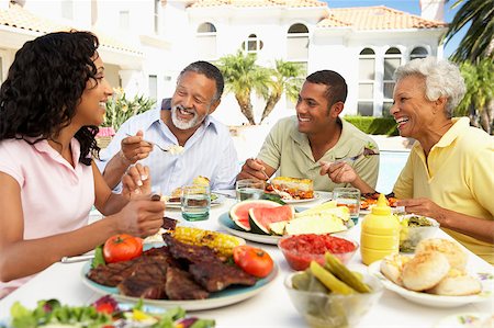 Family Eating An Al Fresco Meal Stock Photo - Budget Royalty-Free & Subscription, Code: 400-04888065