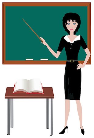 female teacher color sketches - Vector illustration of a teacher in the classroom Stock Photo - Budget Royalty-Free & Subscription, Code: 400-04888330