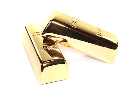 Two large gold bars on a white background Foto de stock - Super Valor sin royalties y Suscripción, Código: 400-04888738