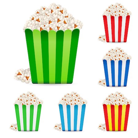 Popcorn in multi-colored striped packages. Illustration on white background Stock Photo - Budget Royalty-Free & Subscription, Code: 400-04888831