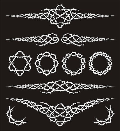 Tribal white design elements with thorns on black background. Stock Photo - Budget Royalty-Free & Subscription, Code: 400-04888973