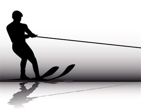 Silhouette Athlete water-skier on a gray background Stock Photo - Budget Royalty-Free & Subscription, Code: 400-04888987