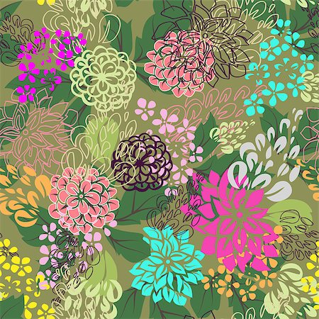 Multicolored floral seamless background. Stock Photo - Budget Royalty-Free & Subscription, Code: 400-04889261