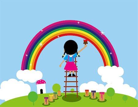 sky to paint cartoon - Kids rotating windmill Stock Photo - Budget Royalty-Free & Subscription, Code: 400-04889391