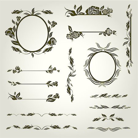 Vector set of vintage design elements with flowers (from my big "Floral collection") Stock Photo - Budget Royalty-Free & Subscription, Code: 400-04889545