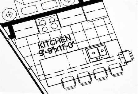 simsearch:400-07248924,k - A floor plan focused on the kitchen and dinning area Foto de stock - Super Valor sin royalties y Suscripción, Código: 400-04880061