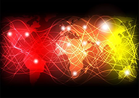 Background - Glowing Optical Fibers and World Map on Red and Yellow Background Stock Photo - Budget Royalty-Free & Subscription, Code: 400-04880140