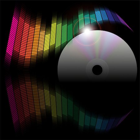 simsearch:400-04880199,k - Abstract Background - Multicolor Equalizer and CD disc on Black Background Foto de stock - Royalty-Free Super Valor e Assinatura, Número: 400-04880151