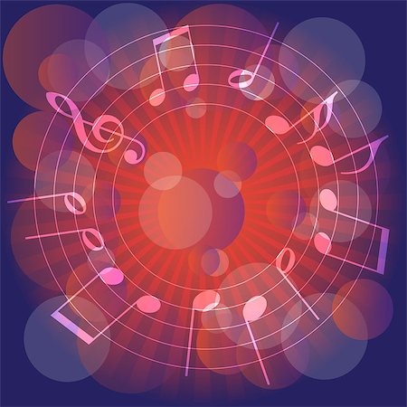 Music Party Background - Music Notes on Blue and Orange Background Stock Photo - Budget Royalty-Free & Subscription, Code: 400-04880164