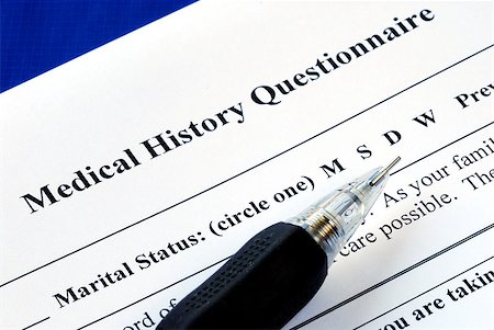 File the medical history questionnaire with a pencil Stock Photo - Budget Royalty-Free & Subscription, Code: 400-04880303