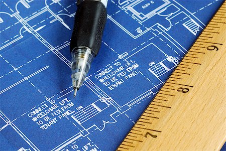 drafting tool - Close up view of the blue print Stock Photo - Budget Royalty-Free & Subscription, Code: 400-04880387