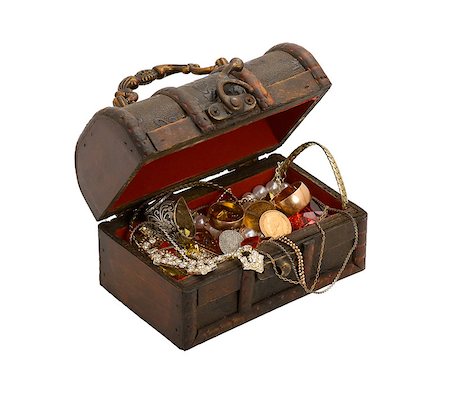 Treasure chest isolated on white background Stock Photo - Budget Royalty-Free & Subscription, Code: 400-04880471