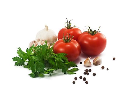 red pepper and garlic - health food vegetables isolated on a white background Stock Photo - Budget Royalty-Free & Subscription, Code: 400-04880558