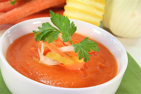 fine herb - a bowl of carrot soup with fresh parsley Stock Photo - Budget Royalty-Free & Subscription, Code: 400-04880722