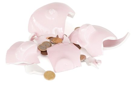 simsearch:400-04881131,k - Broken piggy savings bank against a white background Stock Photo - Budget Royalty-Free & Subscription, Code: 400-04881131