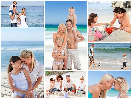 sunbed and cocktail - Collage of a family having fun and relaxing on a beach Stock Photo - Budget Royalty-Free & Subscription, Code: 400-04881380