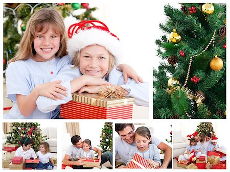 Collage of a family celebrating Christmas Stock Photo - Budget Royalty-Free & Subscription, Code: 400-04881395