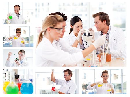 Collage of several scientists doing experiments in a lab Stock Photo - Budget Royalty-Free & Subscription, Code: 400-04881392