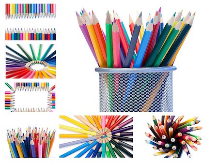 simsearch:400-05738785,k - Collage of crayons Foto de stock - Royalty-Free Super Valor e Assinatura, Número: 400-04881408