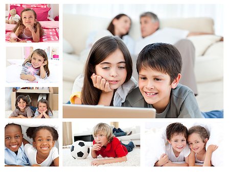 Collage of children lying down Stock Photo - Budget Royalty-Free & Subscription, Code: 400-04881409